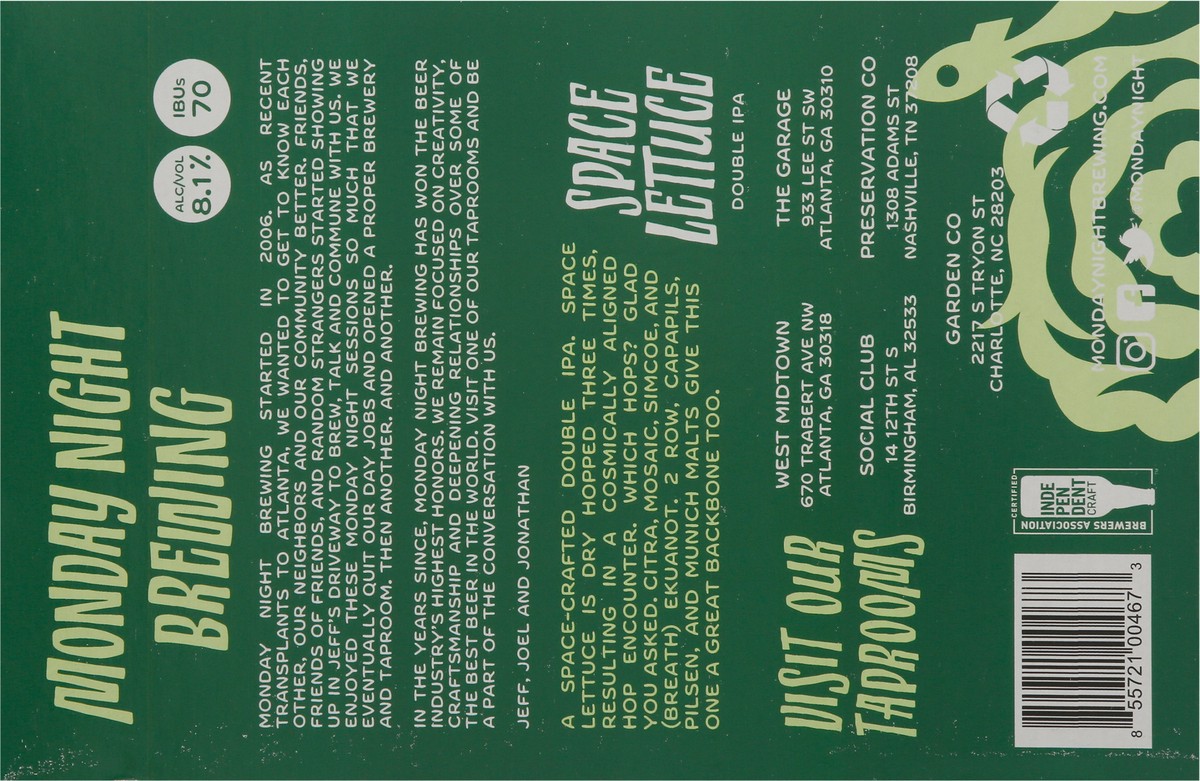 slide 8 of 9, Monday Night Brewing Monday Night Space Lettuce, 6 ct; 12 oz