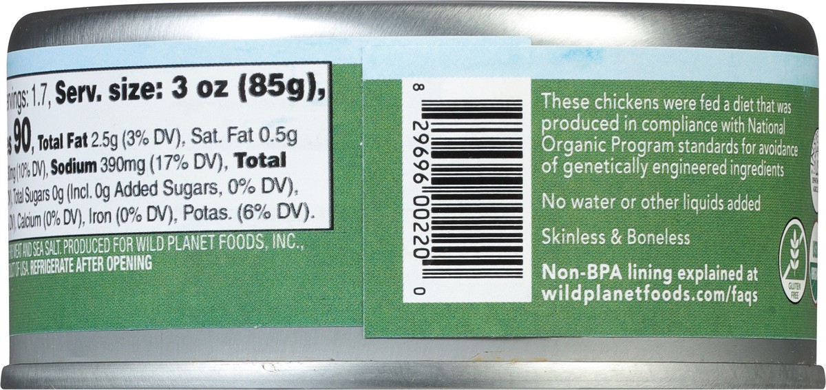 slide 5 of 9, Wild Planet Roasted Organic Chicken Breast with Rib Meat 5 oz, 5 oz