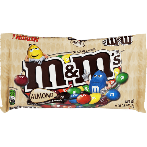 slide 1 of 9, M&M's Chocolate Candies, Almond, Medium Bag, 9.9 oz