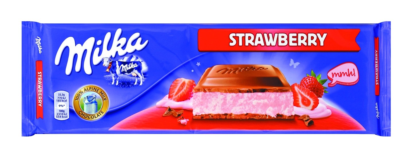 slide 1 of 1, Milka Bar Strawberry Lg, 10.5 oz