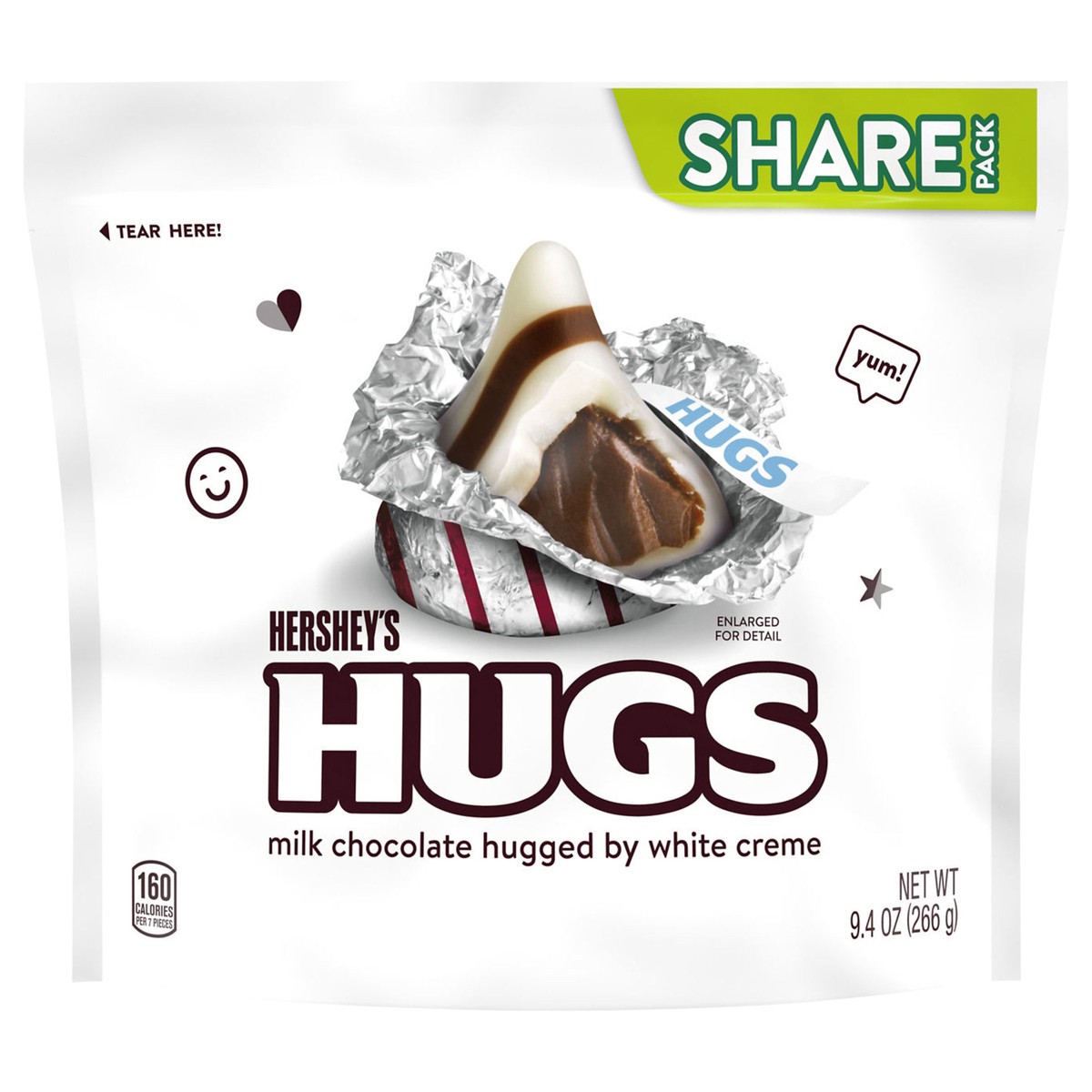 slide 1 of 7, Hershey's Hugs Milk Chocolate and White Creme Candy Share Pack, 9.4 oz, 9.4 oz