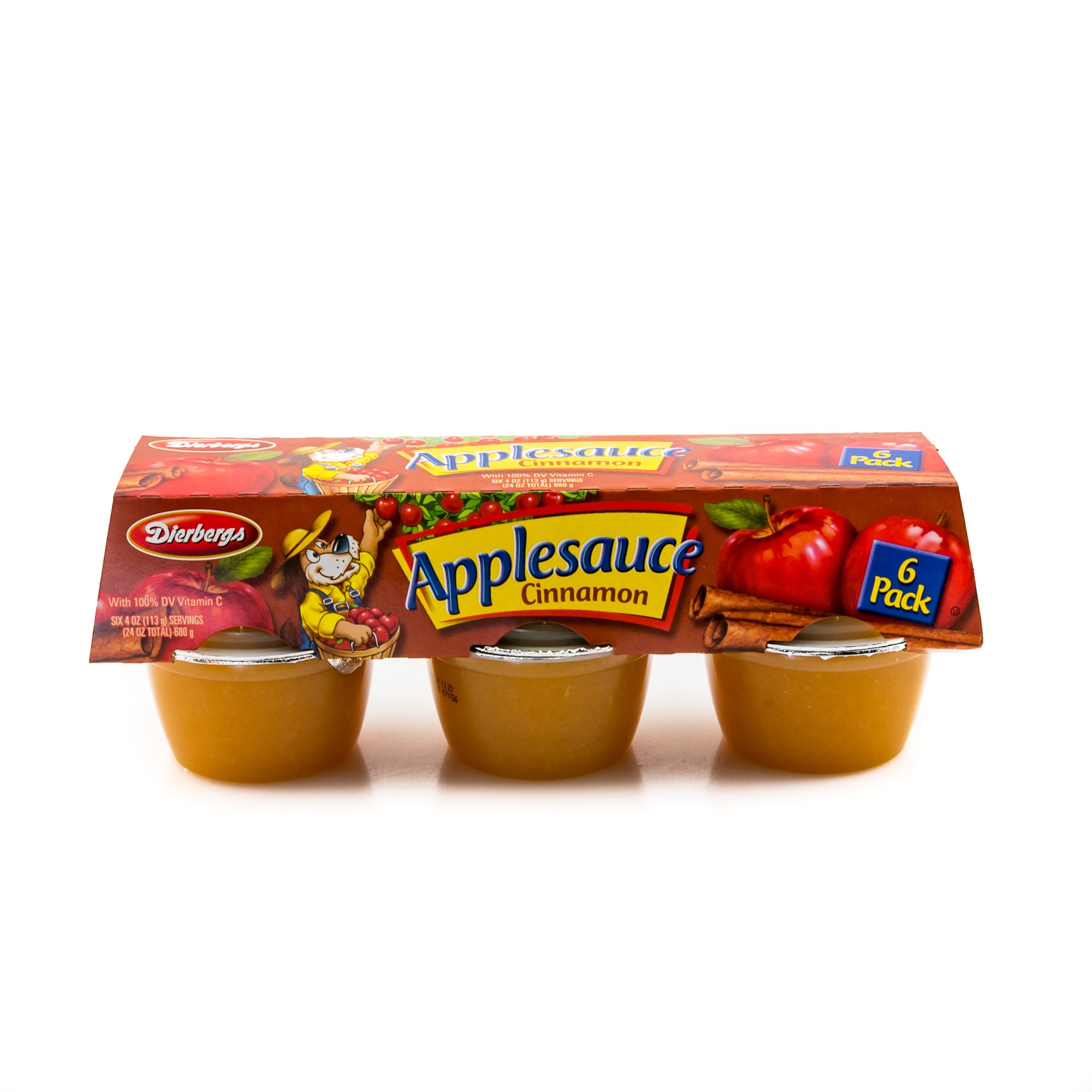 slide 1 of 1, Dierbergs Cinnamon Applesauce 6 Pack, 6 ct; 24 oz