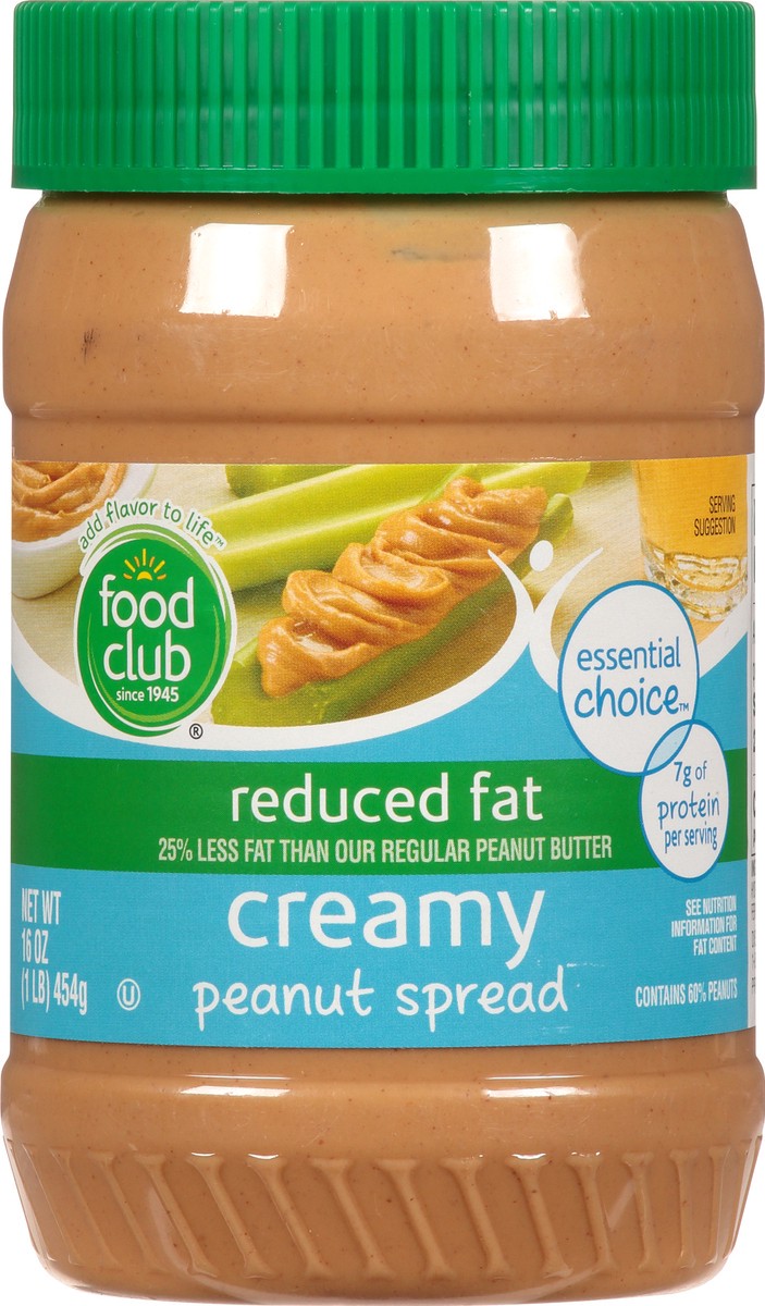 slide 9 of 11, Food Club Reduced Fat Creamy Peanut Spread, 16 oz