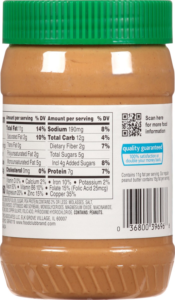 slide 10 of 11, Food Club Reduced Fat Creamy Peanut Spread, 16 oz