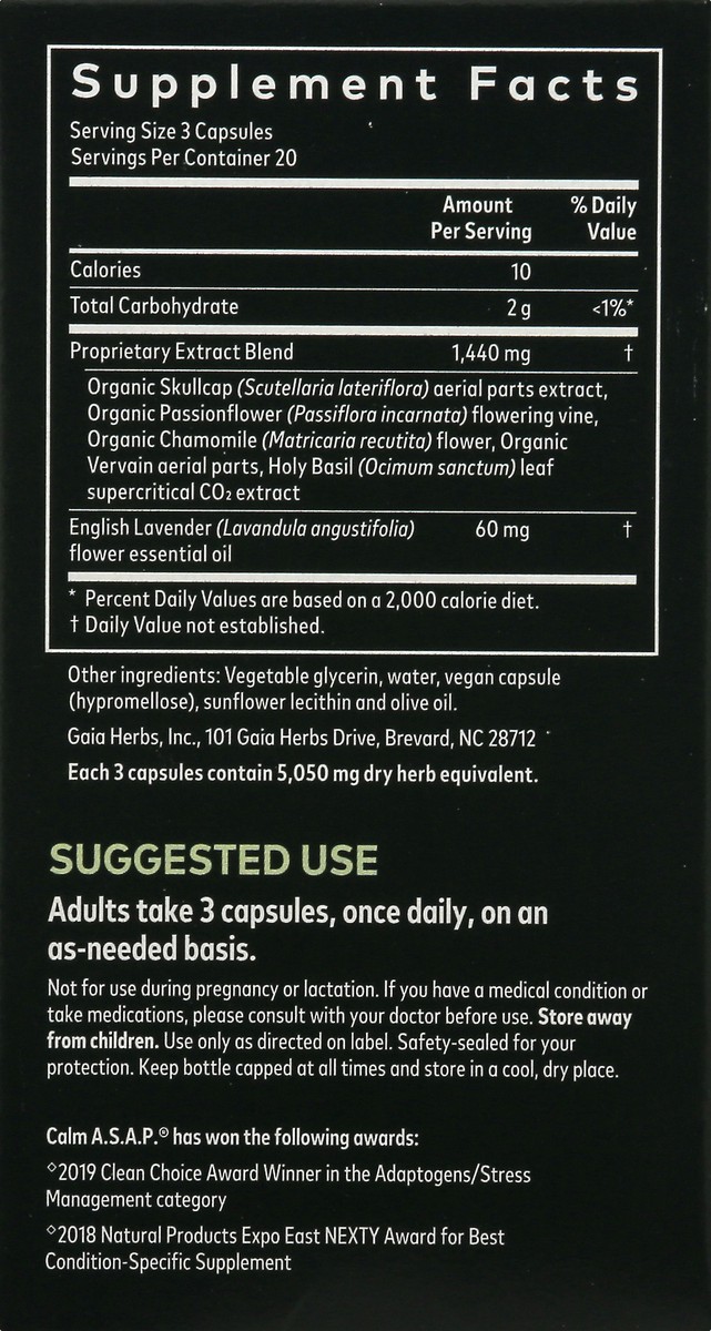 slide 7 of 13, Gaia Herbs Calm Asap Herbal Supplement, 1 ct