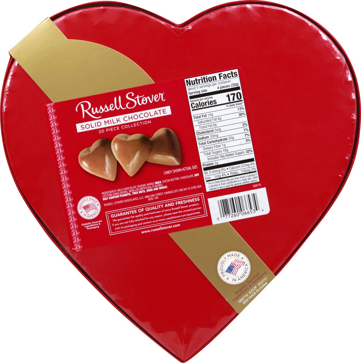 slide 6 of 8, Russell Stover Solid Hearts Milk Chocolate Candy 5.65 oz, 5.65 oz