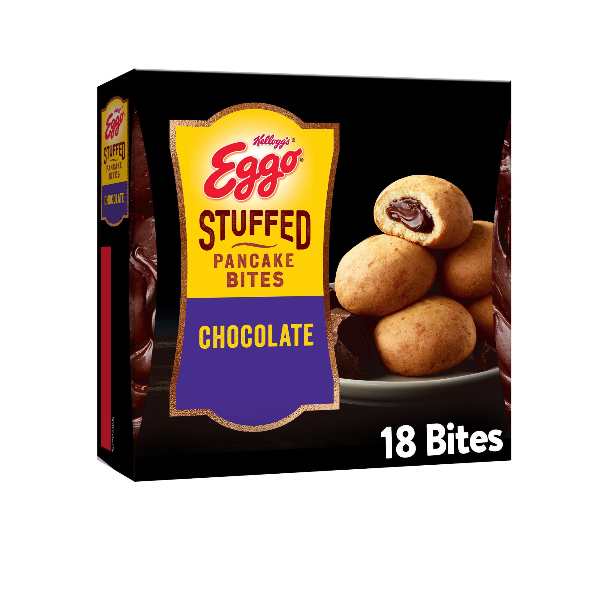 slide 1 of 8, Eggo Frozen Stuffed Pancake Bites, Chocolate, 10.15 oz, Frozen, 10.15 oz