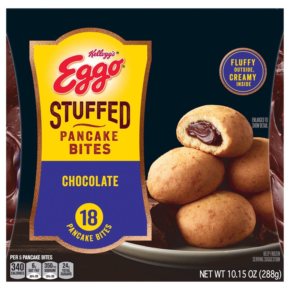 slide 1 of 8, Eggo Kellogg's Eggo Chocolate Frozen Stuffed Pancake Bites, 10.15 oz