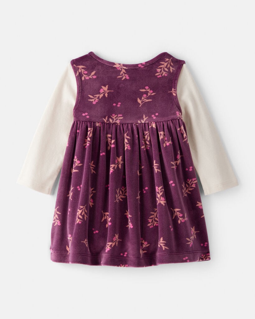 slide 5 of 5, Carter's Carters Baby Girl Flowers Print Velour Sleeveless Dress Set - Purple Purple 12M, 1 ct