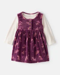 Carter's Baby Girl Flowers Print Velour Sleeveless Dress Set - Purple - 12M