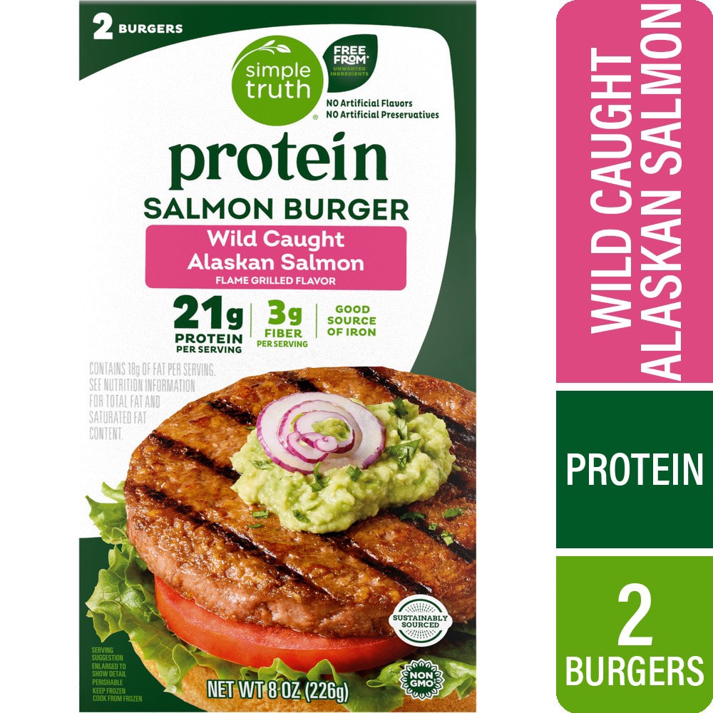 slide 1 of 6, Simple Truth® Salmon Burger, 8 oz