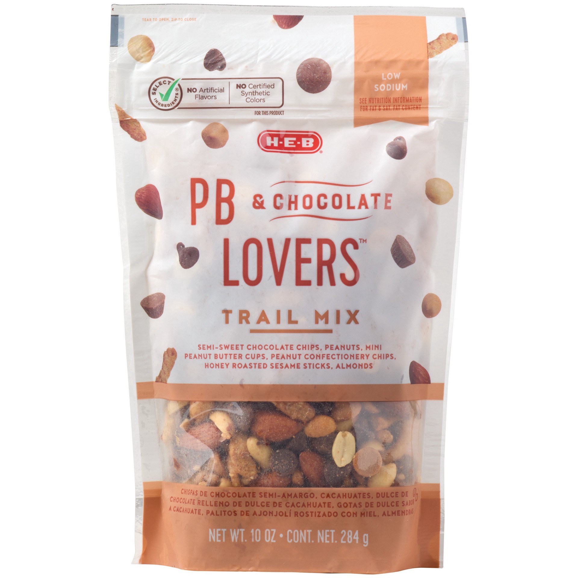 slide 1 of 1, H-E-B Select Ingredients P.B.& Chocolate Lovers Trail Mix, 10 oz