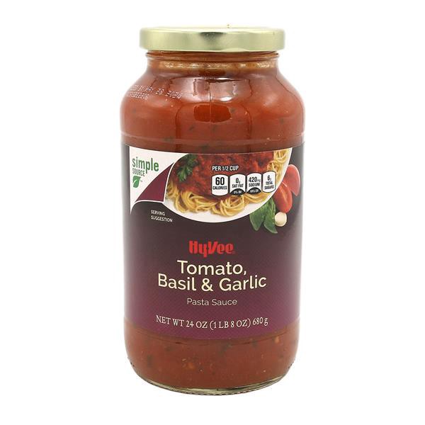 slide 1 of 1, Hy-vee Tomato, Basil & Garlic Pasta Sauce, 24 oz