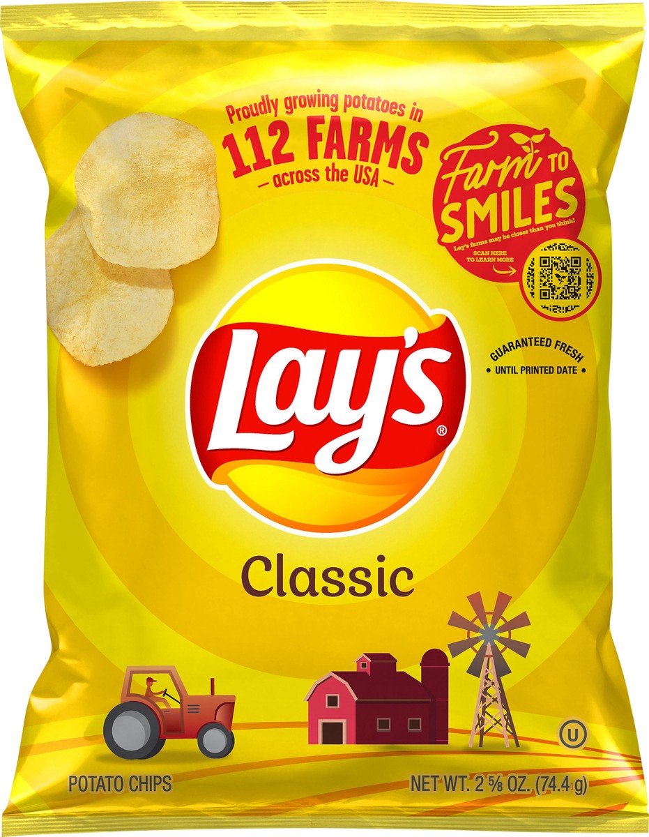 slide 2 of 6, Lay's Potato Chips , Classic, 2.62 oz