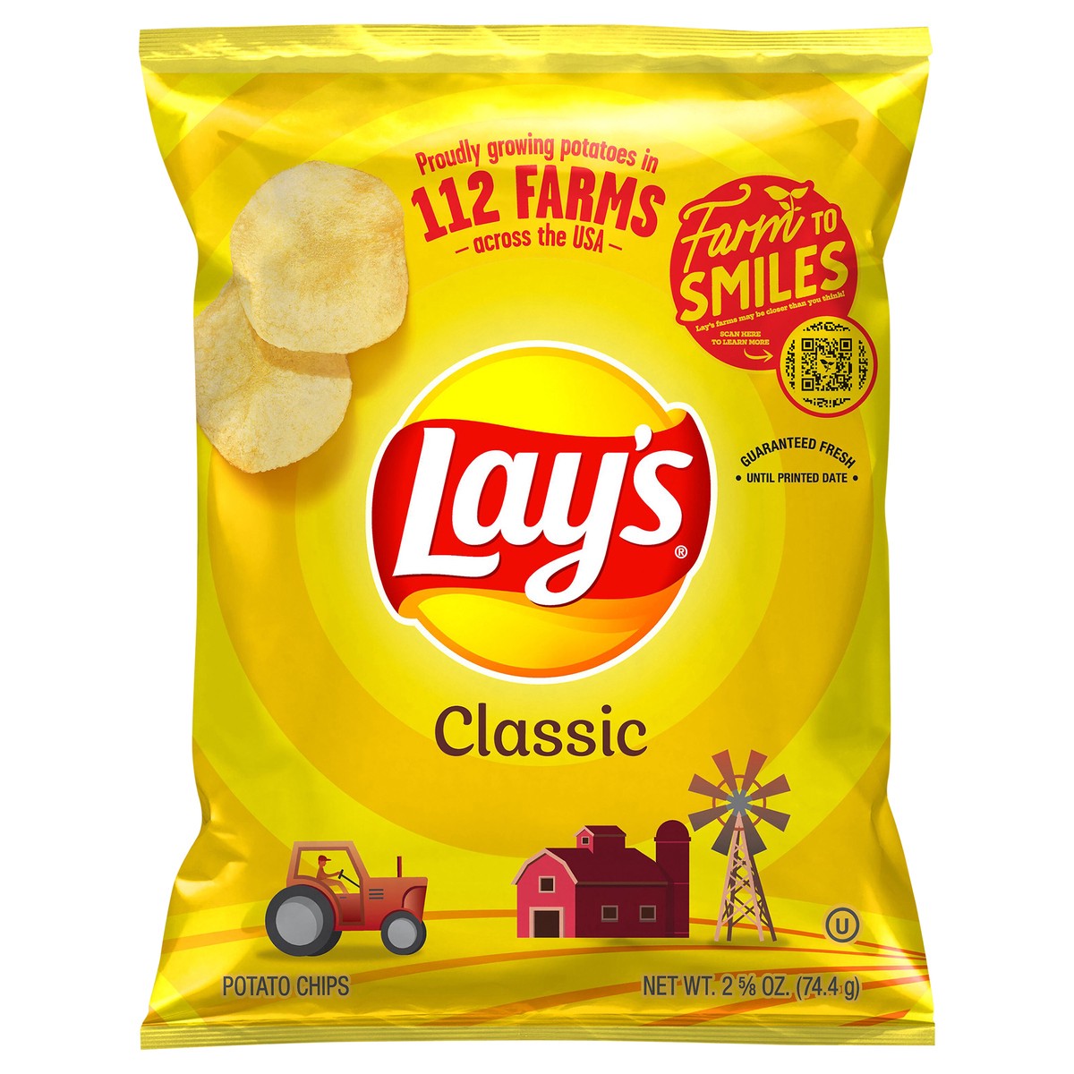 slide 3 of 6, Lay's Potato Chips , Classic, 2.62 oz