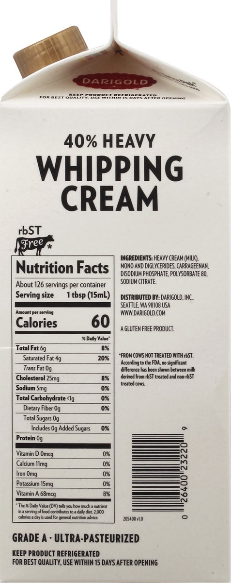 slide 7 of 13, Darigold 40% Heavy Ultra-Pasteurized Whipping Cream 64 oz, 64 oz