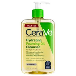 CeraVe Hydrating Foaming Cleansing Oil Face Wash with Squalane Oil, Triglyceride and Hyaluronic Acid For Dry to Very Dry Skin - 16 fl oz