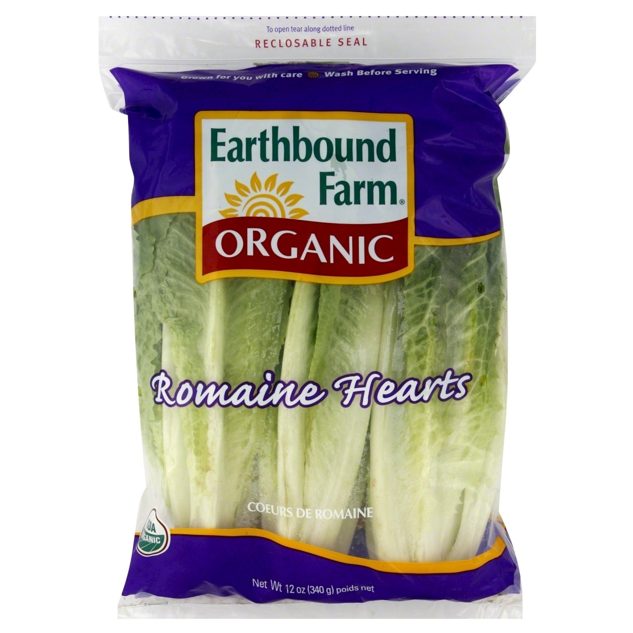 slide 1 of 1, Earthbound Farm Organic Romaine Hearts, 12 oz