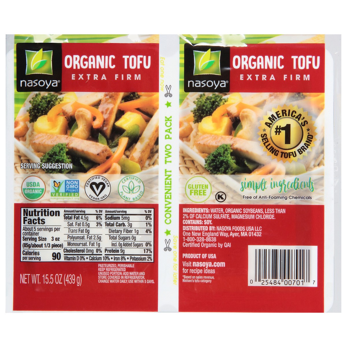 slide 1 of 4, Nasoya Organic Extra Firm Tofu Two Pack 15.5 oz, 15.5 oz