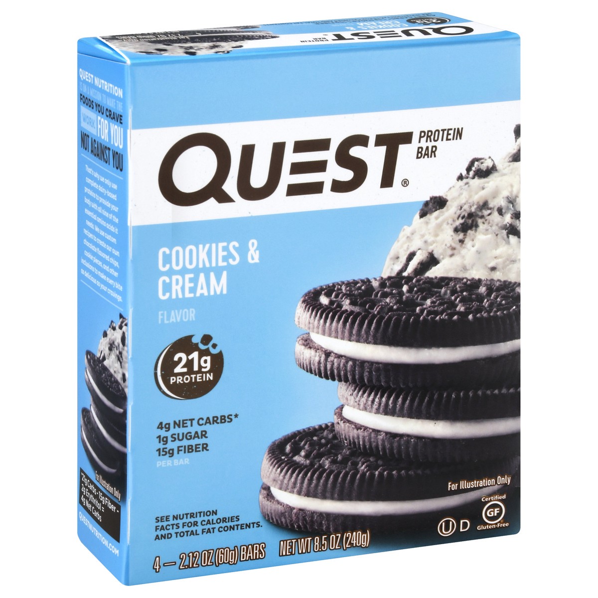 slide 8 of 9, Quest Cookies & Cream Flavor Bars 4 - 2.12 oz Bars, 4 ct
