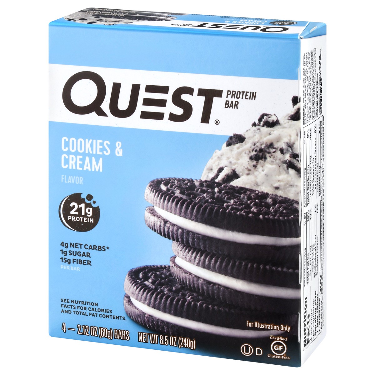 slide 5 of 9, Quest Cookies & Cream Flavor Bars 4 - 2.12 oz Bars, 4 ct