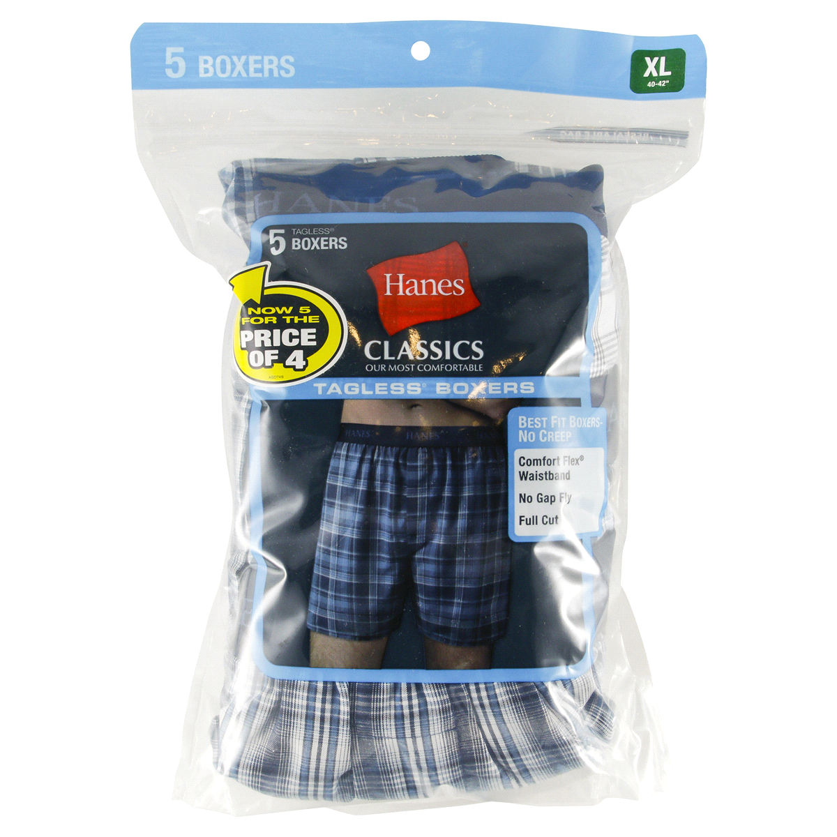 slide 1 of 5, Hanes Ultimate Mens Boxer Plaids, Extra Large, 5 ct
