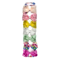 Easter Hair Bows in Floral and Solids, Assorted Colors, 7 count
