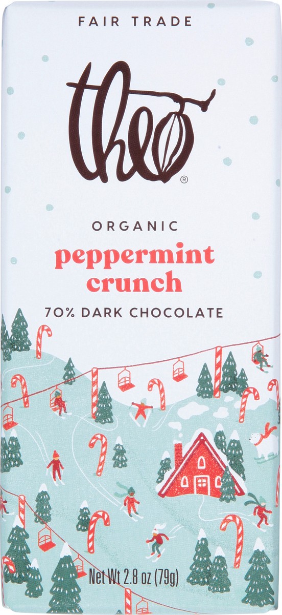 slide 9 of 9, Theo 70% Organic Peppermint Crunch Dark Chocolate 2.8 oz, 2.8 oz