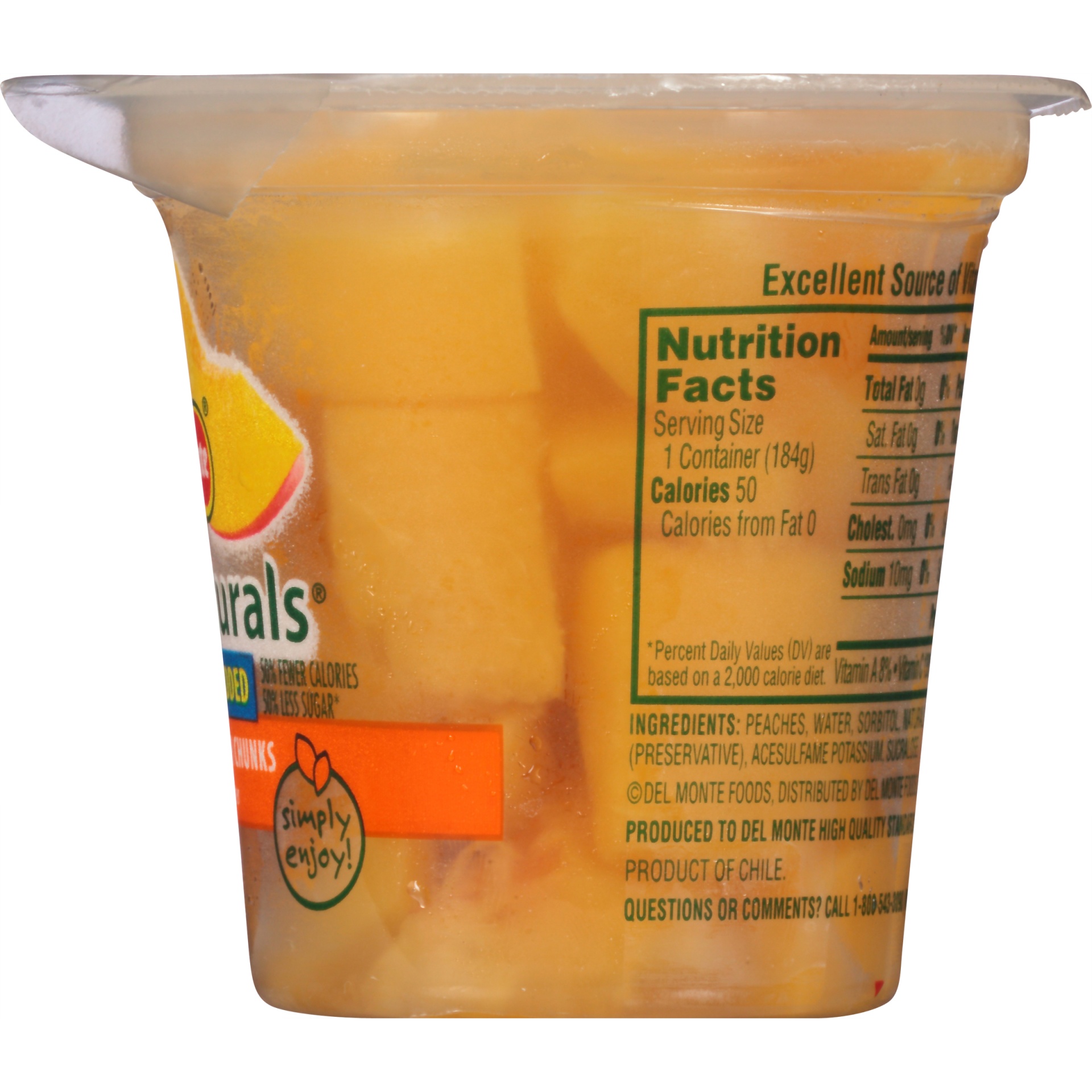 slide 6 of 6, Del Monte Fruit Naturals No Sugar Added Yellow Cling Peach Chunks, 6.5 oz