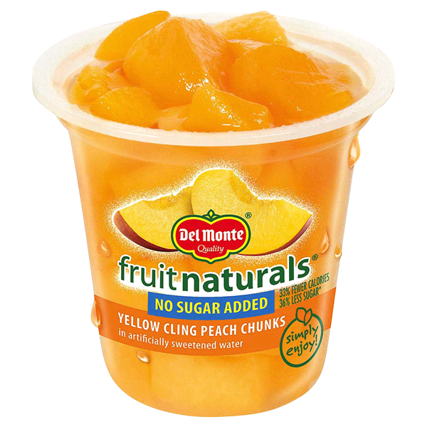 slide 1 of 6, Del Monte Fruit Naturals No Sugar Added Yellow Cling Peach Chunks, 6.5 oz