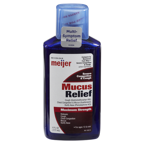 slide 1 of 2, Meijer Mucus Relief Maximum Strength Liquid, 6 fl oz