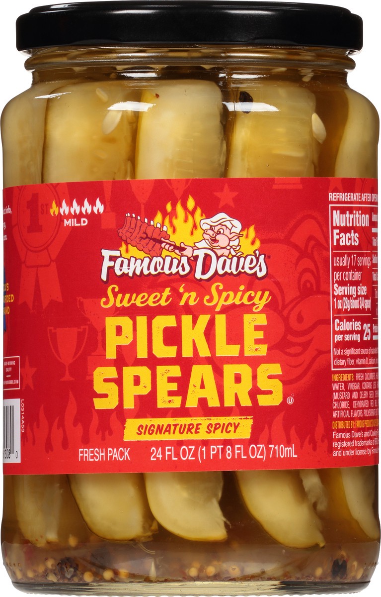 slide 1 of 1, Famous Dave's Signature Spicy Pickle Spears, 24 fl oz