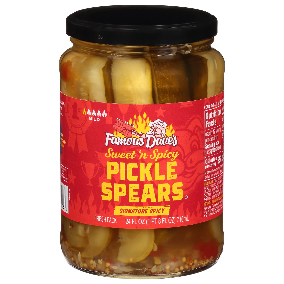 slide 1 of 1, Famous Dave's Signature Spicy Pickle Spears, 24 fl oz