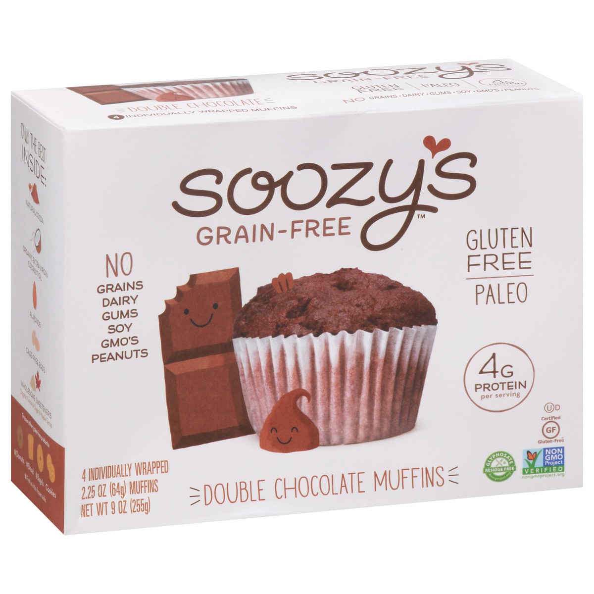 slide 9 of 13, Soozy's Grain-Free Double Chocolate Muffins 4 ea, 4 ct