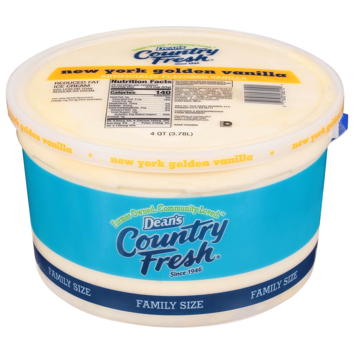 slide 14 of 14, Country Fresh Reduced Fat New York Golden Vanilla Ice Cream Family Size 4 qt, 4 qt