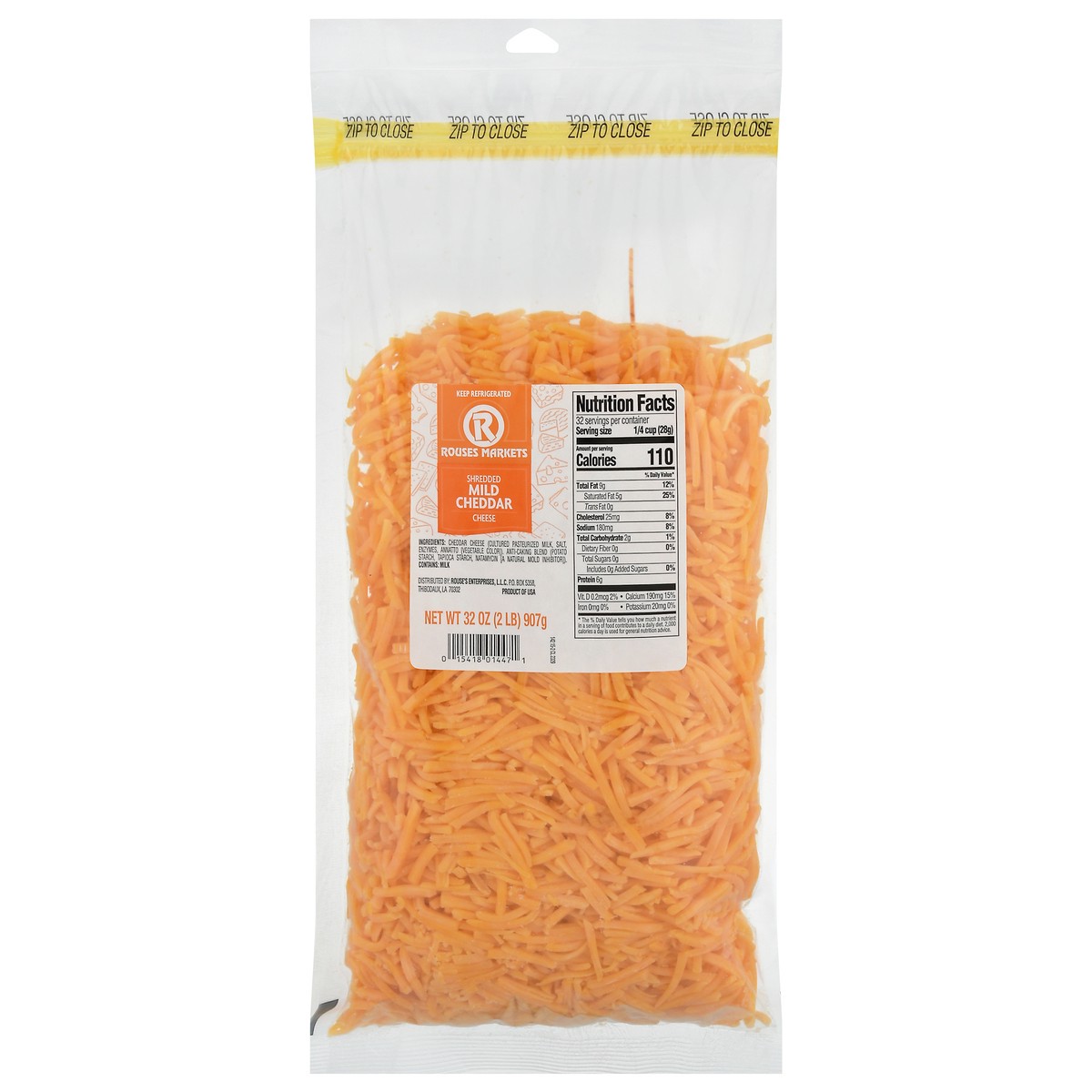 slide 4 of 13, Rouses Markets Mild Cheddar Shredded Cheese 32 oz, 32 oz