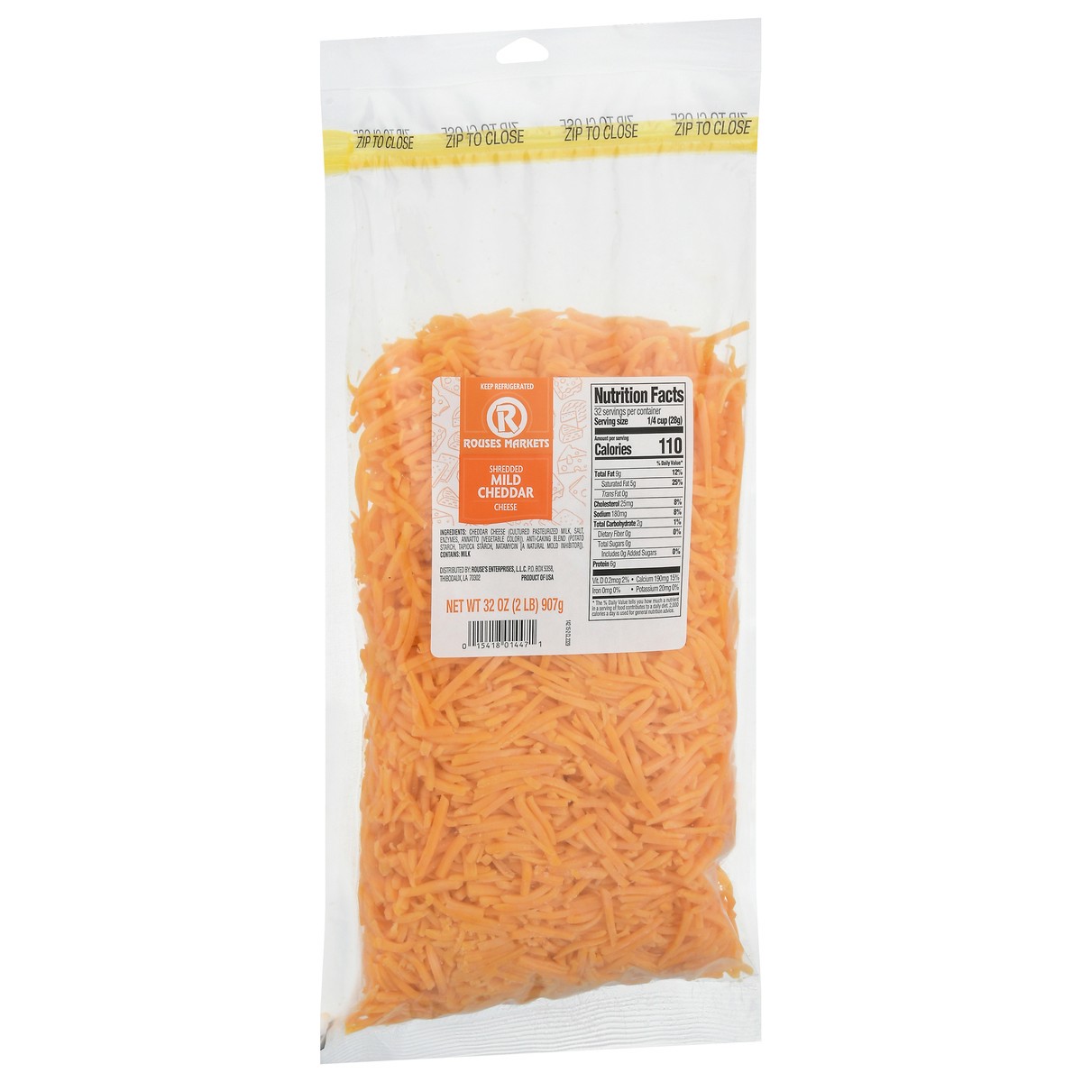 slide 8 of 13, Rouses Markets Mild Cheddar Shredded Cheese 32 oz, 32 oz