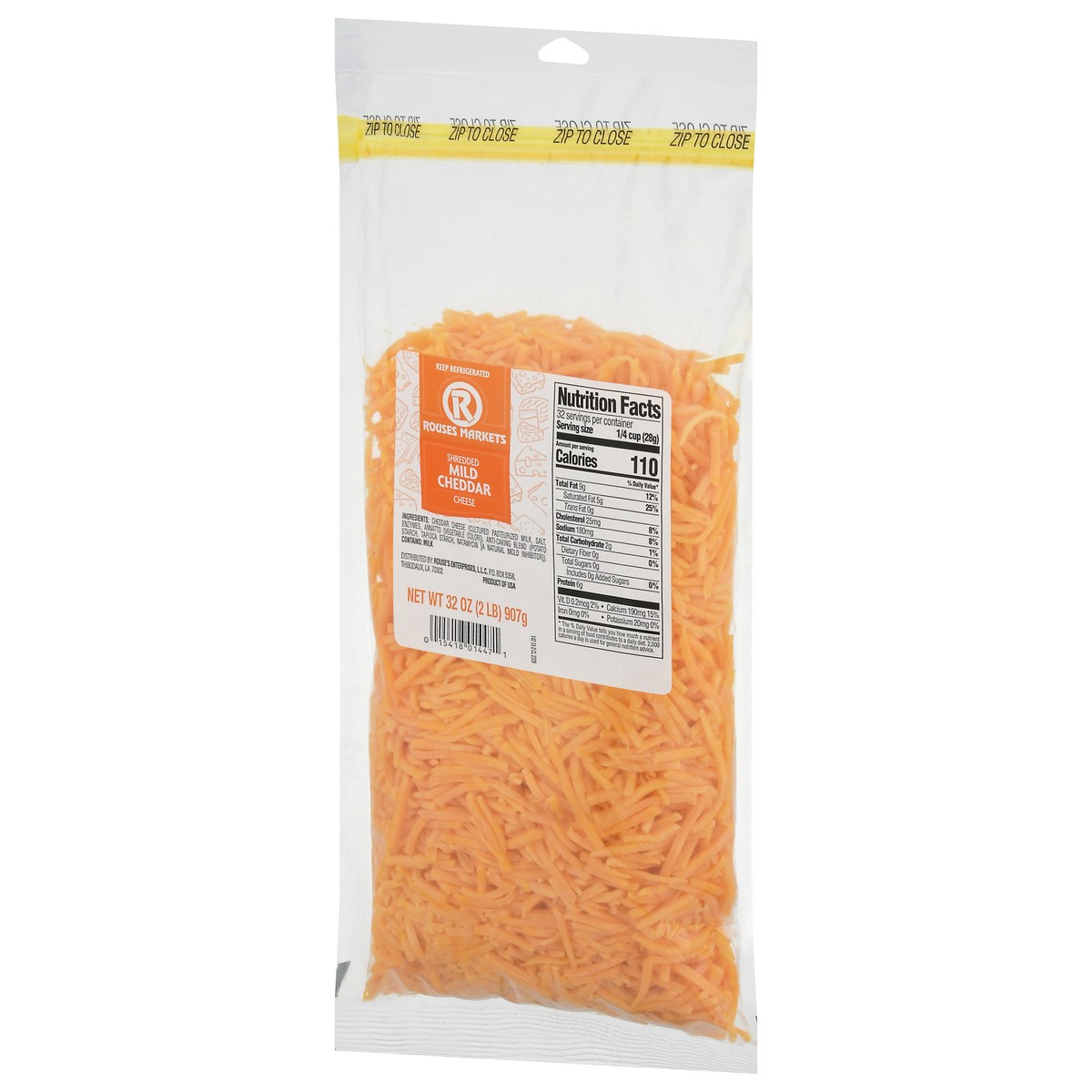 slide 9 of 13, Rouses Markets Mild Cheddar Shredded Cheese 32 oz, 32 oz