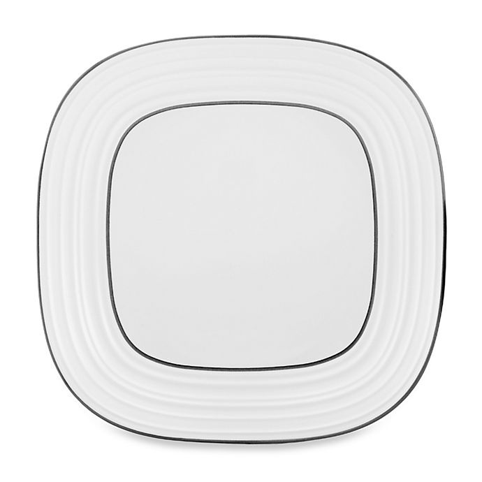 slide 1 of 1, Mikasa Swirl Square Banded White Dinner Plate, 1 ct