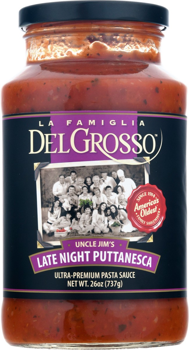 slide 7 of 11, DelGrosso Uncle Jim's Late Night Puttanesca Ultra-Premium Pasta Sauce 26 oz, 26 oz