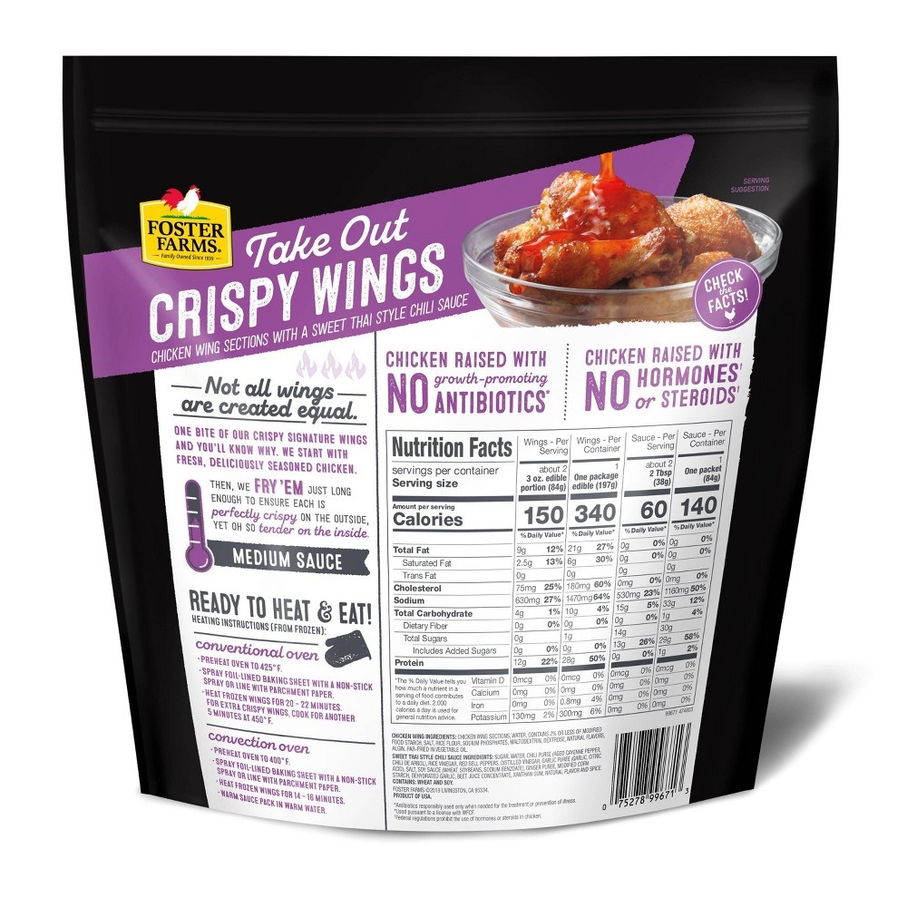 slide 2 of 4, Foster Farms Takeout Sweet Thai Chili Crispy Wings, 16 oz
