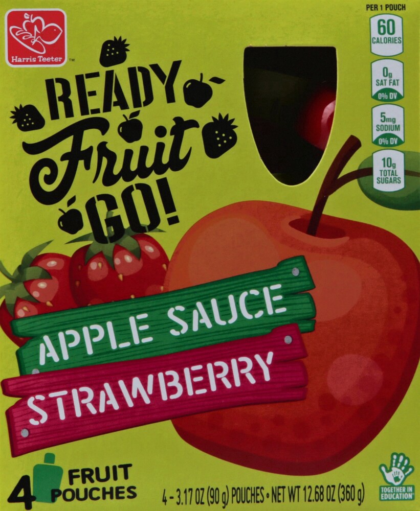 slide 2 of 3, Harris Teeter™ Strawberry Applesauce Pouches, 4 ct; 3.17 oz