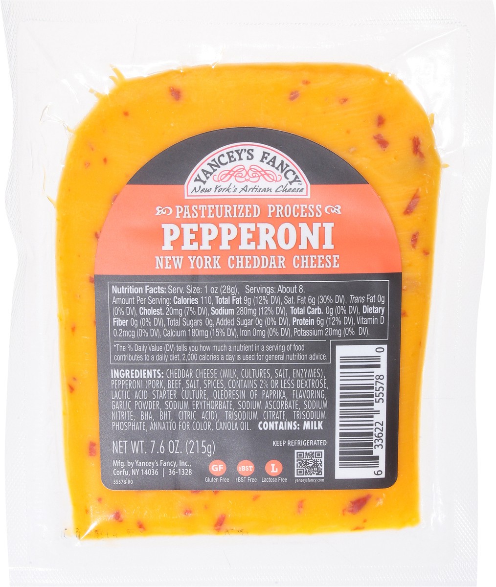 slide 7 of 14, Yancey's Fancy New York Cheddar Pepperoni Cheese 7.6 oz, 7.6 oz