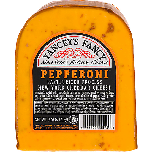 slide 1 of 1, Yancey's Fancy Cheddar Pepperoni Wedge, 7.6 oz