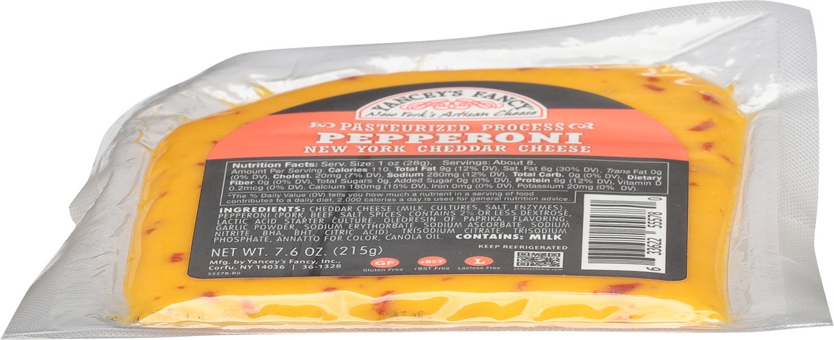 slide 4 of 14, Yancey's Fancy New York Cheddar Pepperoni Cheese 7.6 oz, 7.6 oz