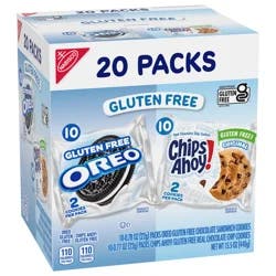 Nabisco OREO Chocolate Sandwich Cookies & CHIPS AHOY! Chocolate Chip Cookies Gluten Free Cookies Variety Pack, 20 Snack Packs