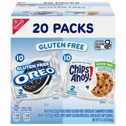 Chips Ahoy!/Oreo OREO Chocolate Sandwich Cookies & CHIPS AHOY! Chocolate Chip Cookies Gluten Free Cookies Variety Pack, 20 Snack Packs
