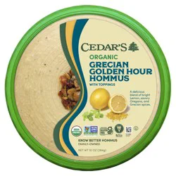 Cedar's Topped Organic Grecian Golden Hour Hummus - 10 oz
