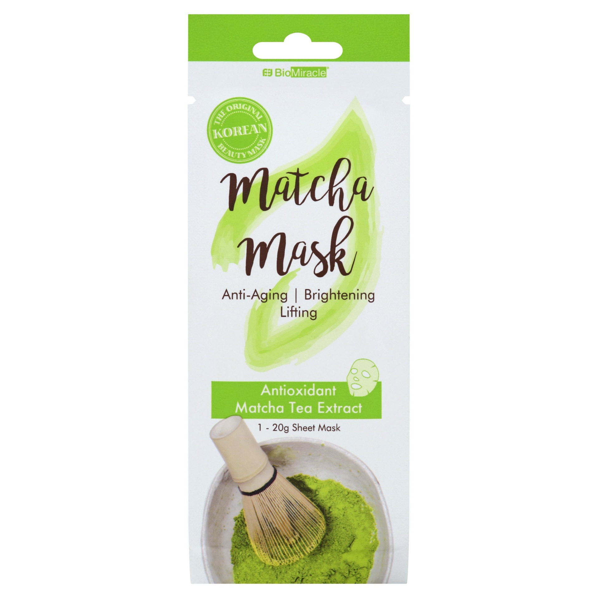 slide 1 of 1, BioMiracle Matcha Anti-Aging Brightening And Lifting Mask, 1 ct