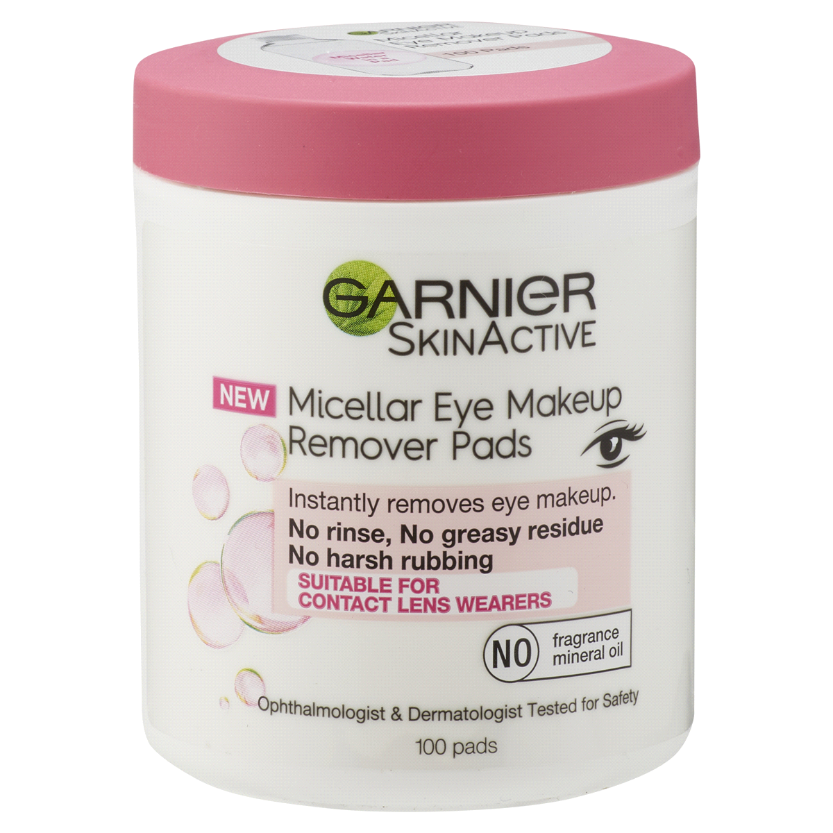 slide 1 of 1, Garnier Skinactive Micellar Eye Makeup Remover Cotton Pads, 100 ct